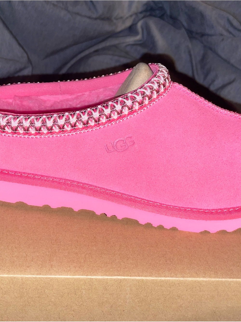 UGG Tasman Bright Pink Suede Slip-On Women's Slipper